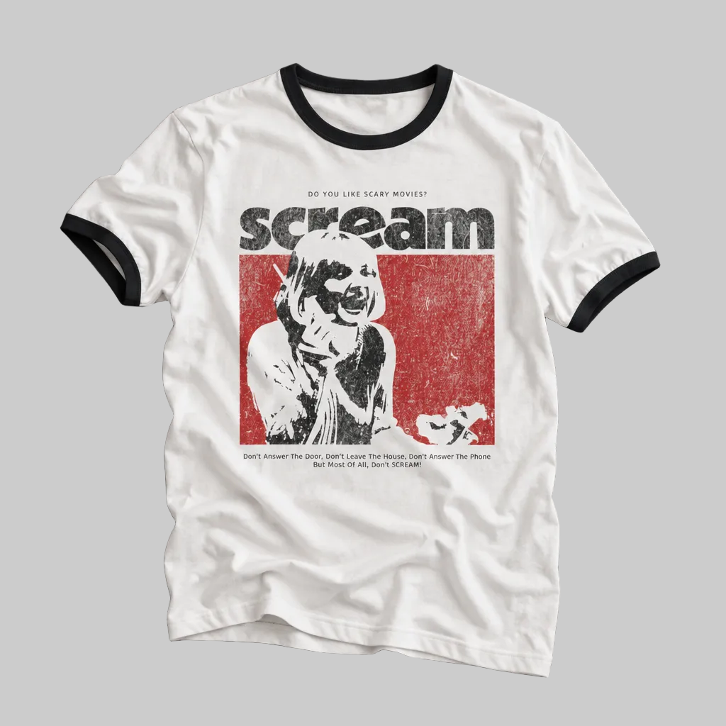 Retro Scream Horror Movie Ringer Tee.