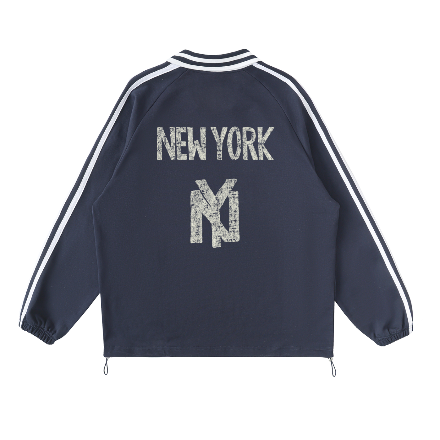 NY New York Unisex Striped Lapel Collar Sweatshirt - Killer Retro