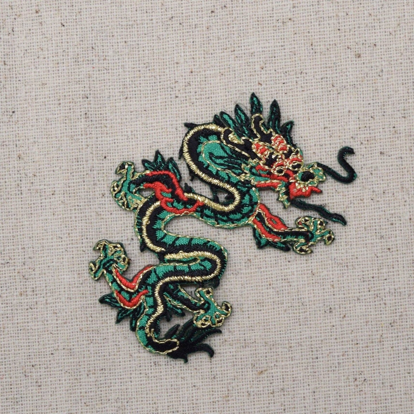 Wholesale Applique - SMALL - Chinese Dragon - Green - LEFT or RIGHT - Embroidered Patch - Iron on Applique - 683056