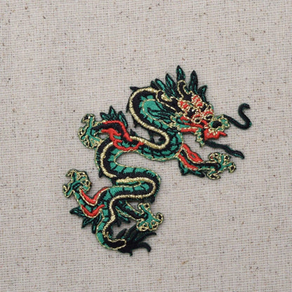 Wholesale Applique - SMALL - Chinese Dragon - Green - LEFT or RIGHT - Embroidered Patch - Iron on Applique - 683056