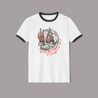 Retro Everything's Fine Skull Ringer T-Shirt