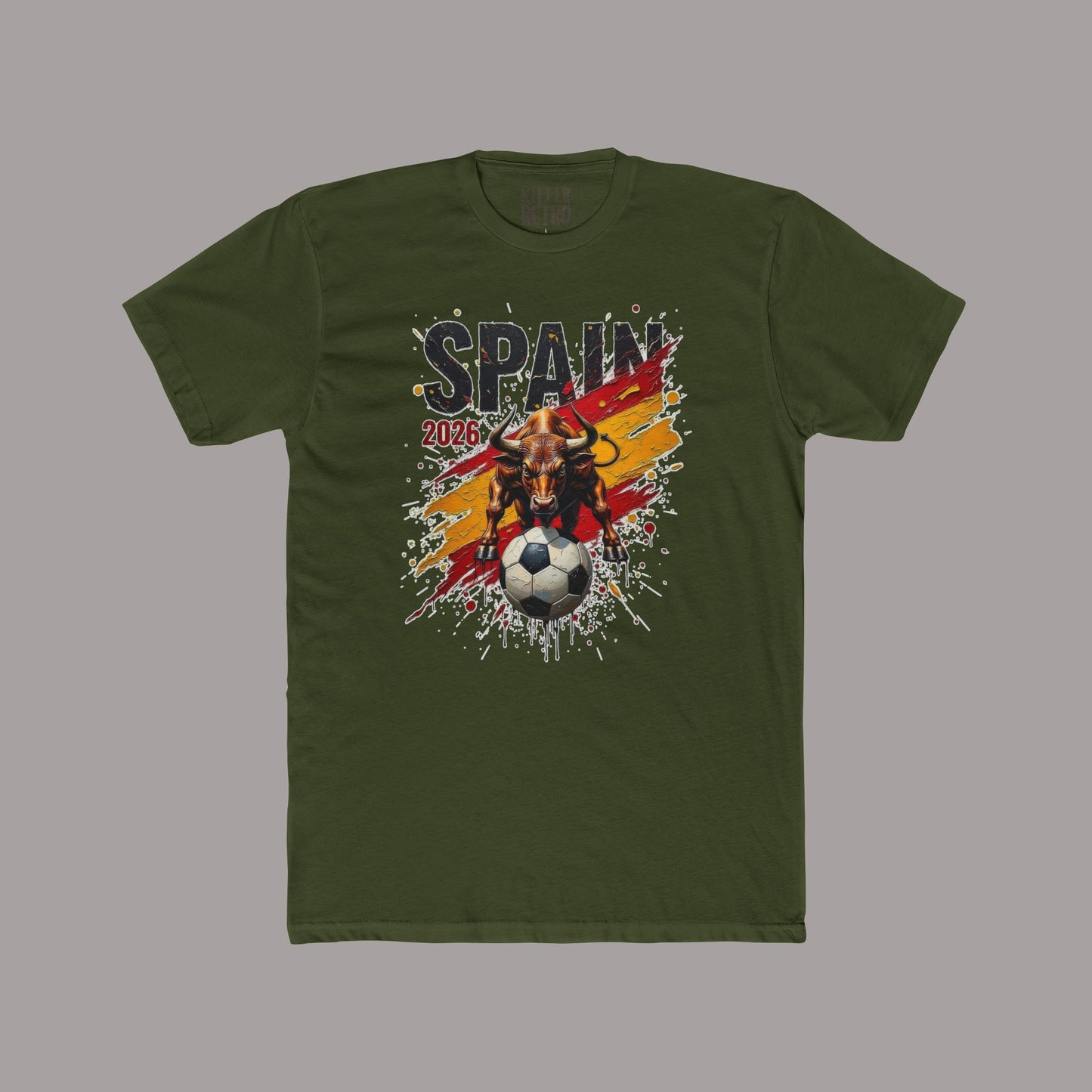 Spain 2026 Soccer Tee – Bull & Ball Spanish Flag Football T‑Shirt