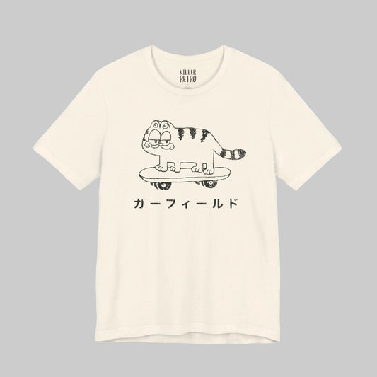 Japanese Skater Cat Retro Graphic Tee
