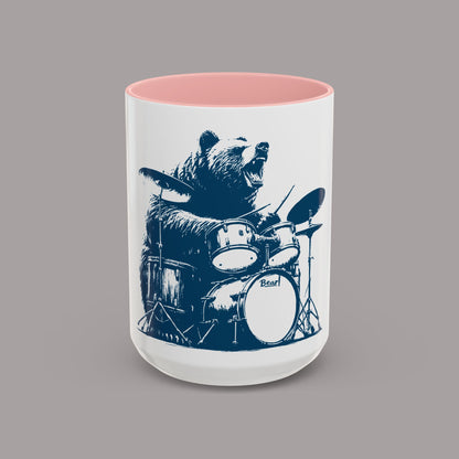 Drumming Bear Retro Coffee Mug