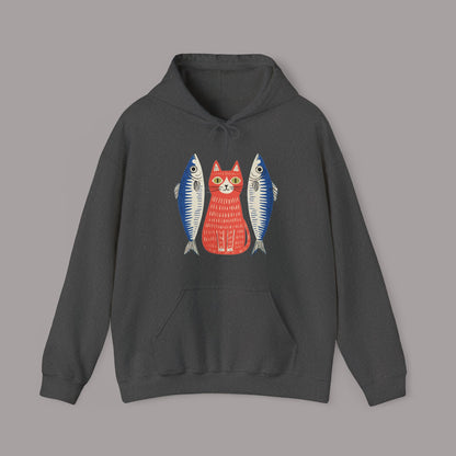 Retro Cat & Sardines Hoodie