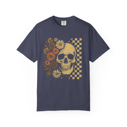 Skull Floral Graphic Tee | Vintage Aesthetic T-Shirt for Halloween