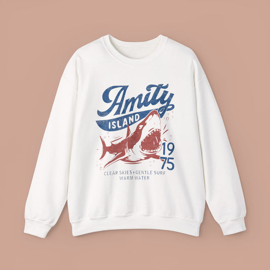 Jaws Inspired Amity Island Shark Crewneck Sweatshirt