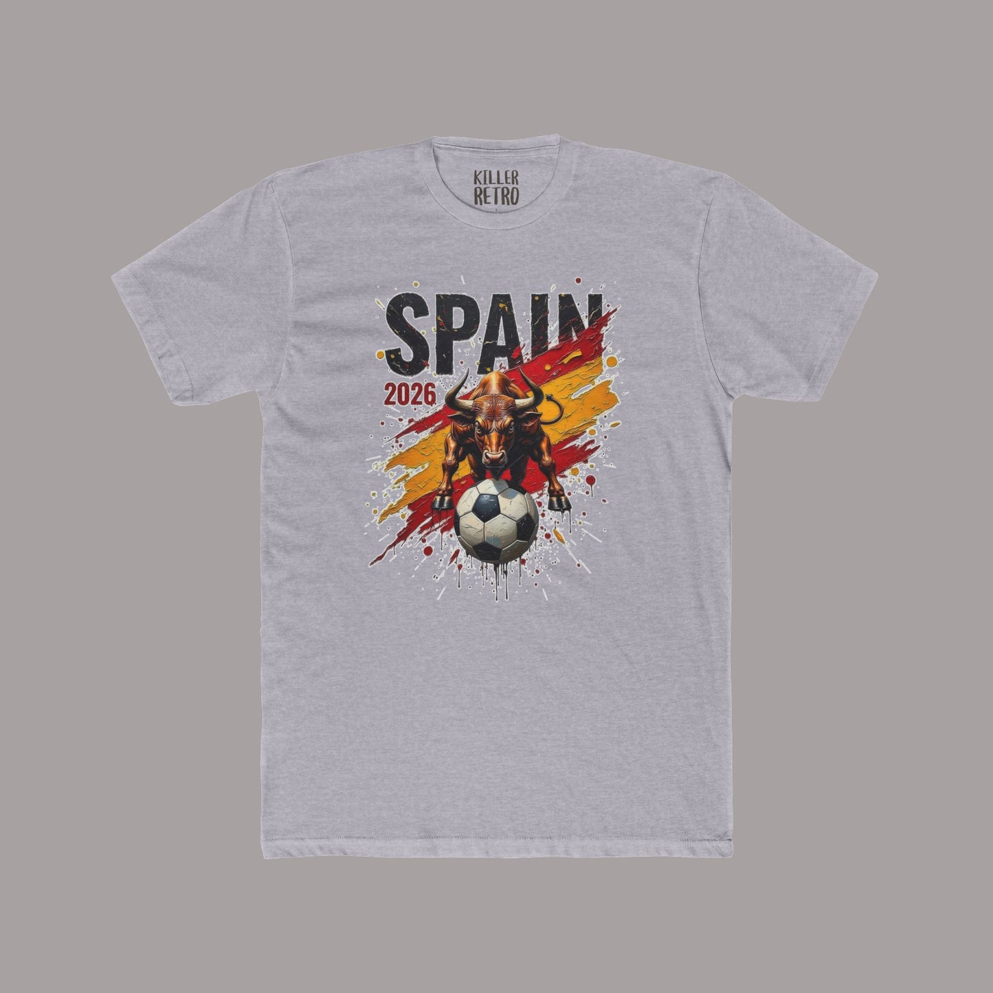 Spain 2026 Soccer Tee – Bull & Ball Spanish Flag Football T‑Shirt