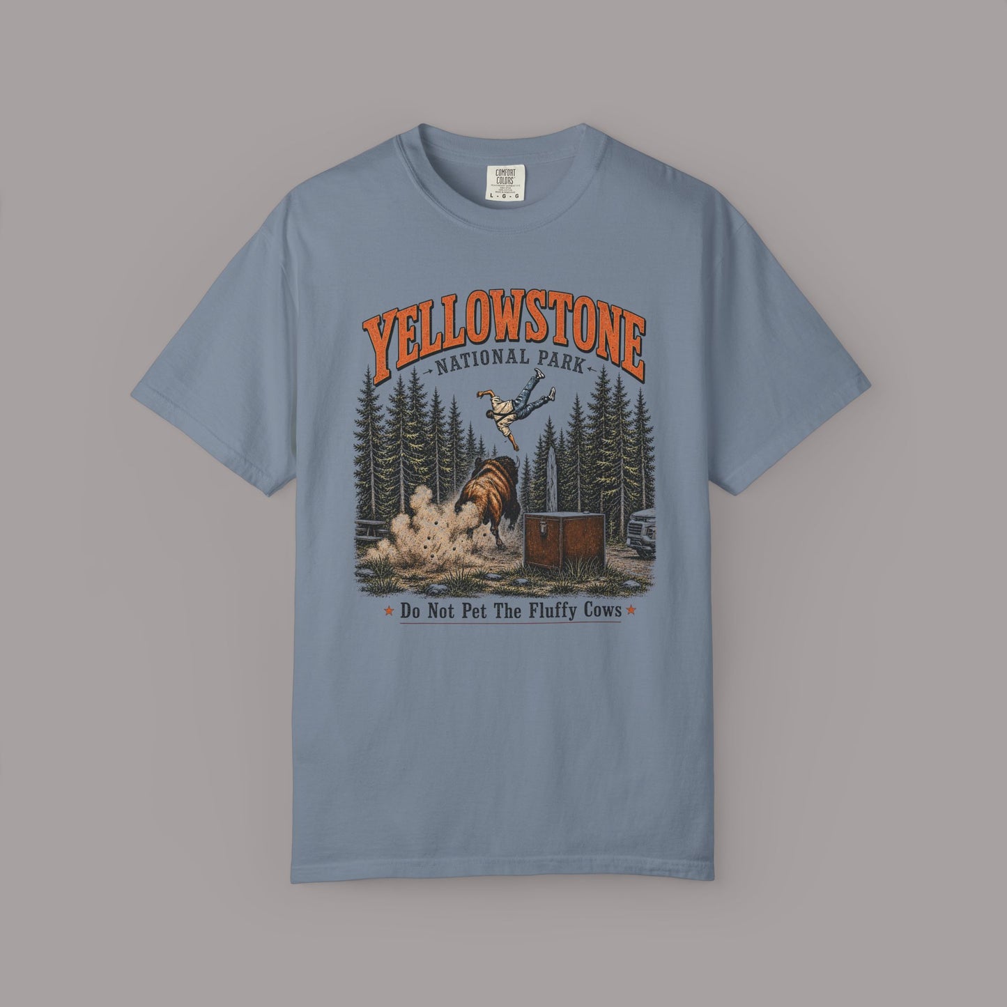 Yellowstone National Park T-Shirt — "Do Not Pet The Fluffy Cows" Vintage Wildlife Tee