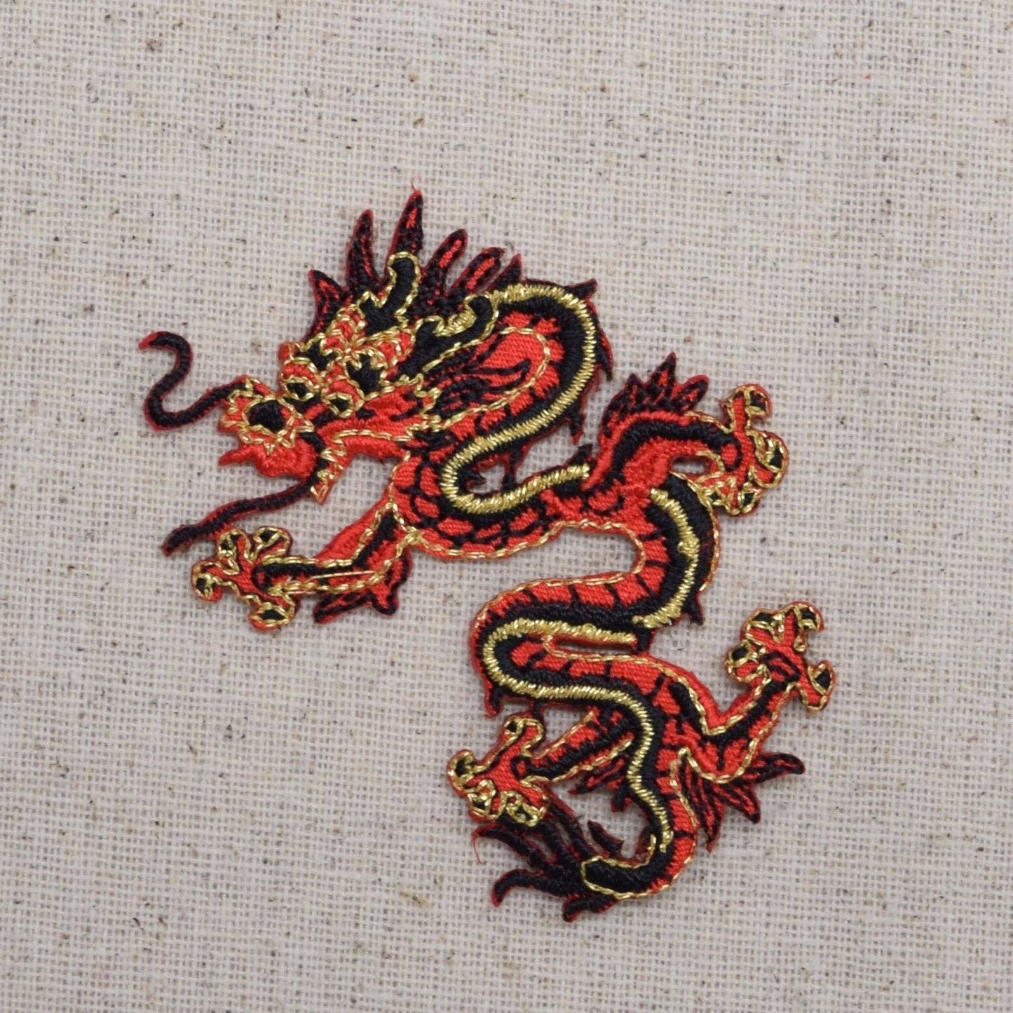 Wholesale Applique - Large - Chinese Dragon - Red - Facing LEFT or RIGHT - Embroidered Patch - Iron on Applique - 683057