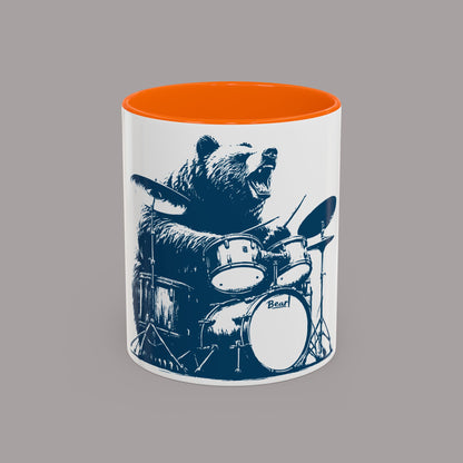 Drumming Bear Retro Coffee Mug