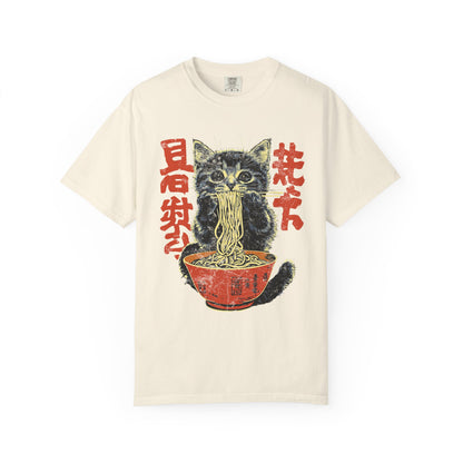 Cat Eating Noodle Graphic T-Shirt - Cute Cat Shirt
