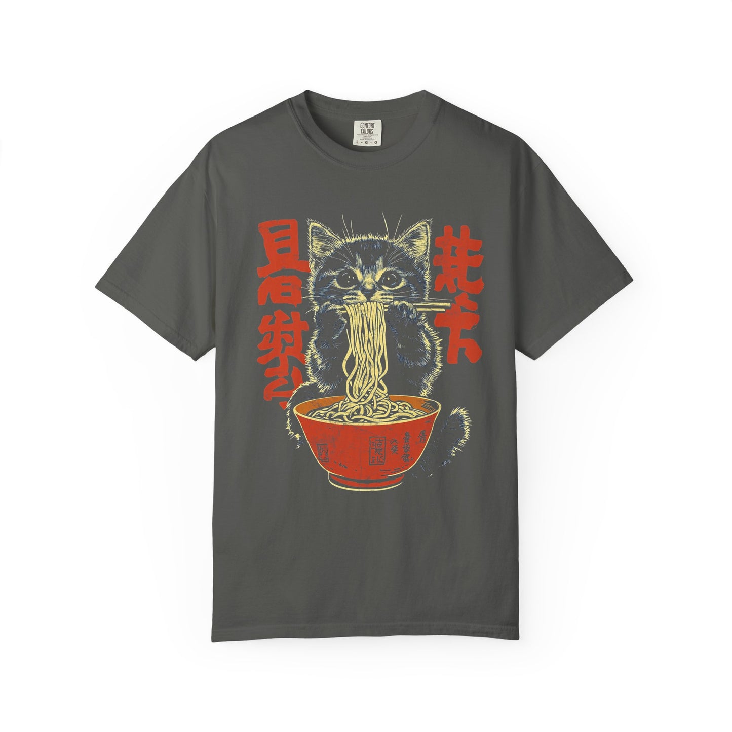 Cat Eating Noodle Graphic T-Shirt - Cute Cat Shirt