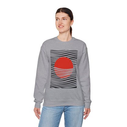 Minimalist Red Sun Wave Graphic Sweatshirt