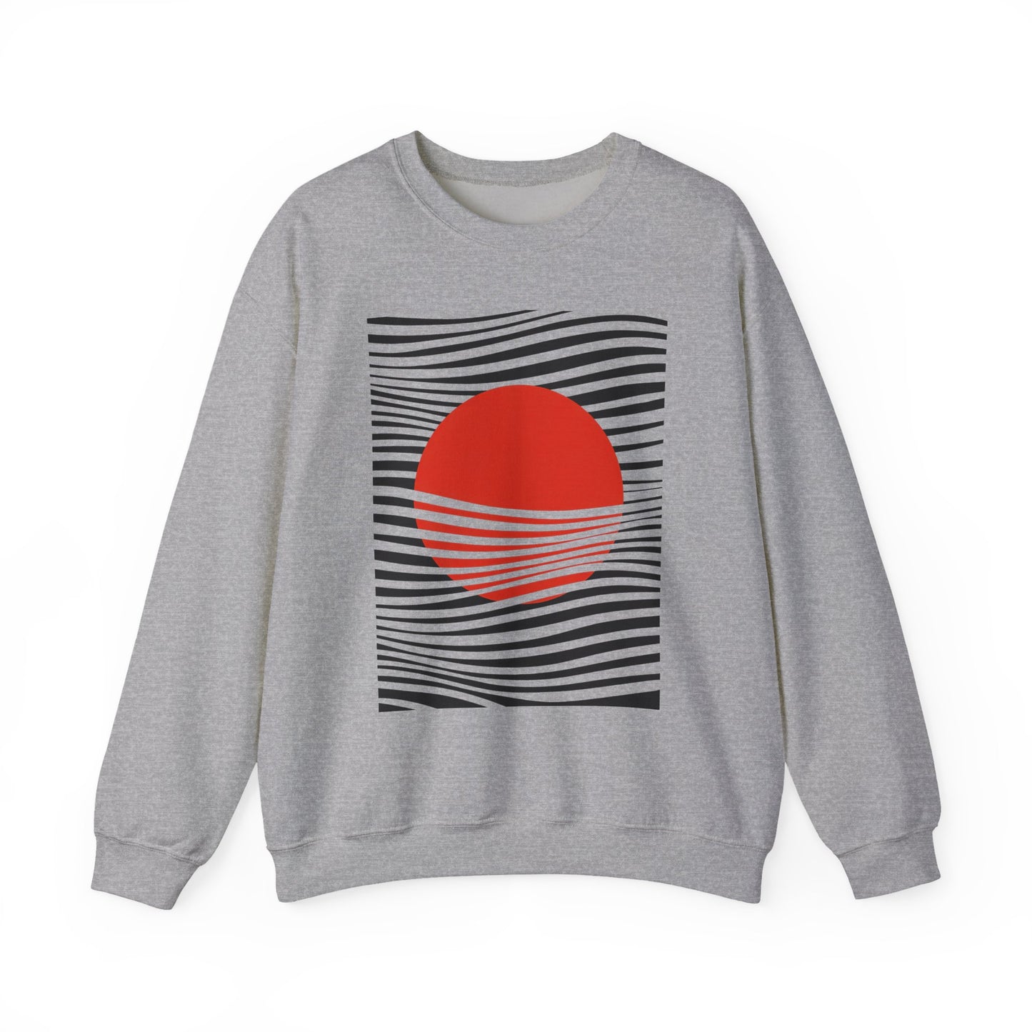 Minimalist Red Sun Wave Graphic Sweatshirt