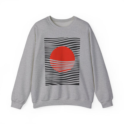 Minimalist Red Sun Wave Graphic Sweatshirt