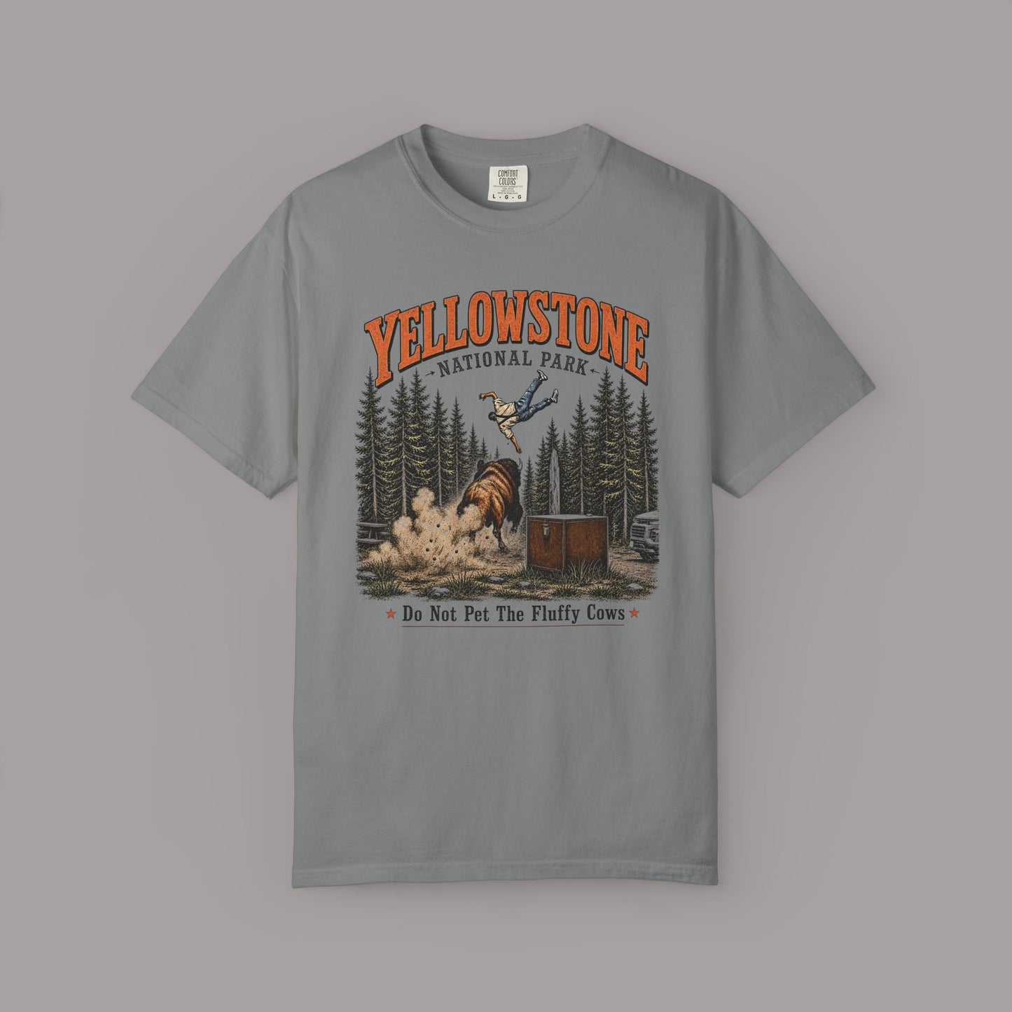 Yellowstone National Park T-Shirt — "Do Not Pet The Fluffy Cows" Vintage Wildlife Tee
