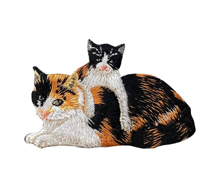 Wholesale Applique - Calico, Mother Cat and Kitten, Pets, Animals, Embroidered, Iron on Patch