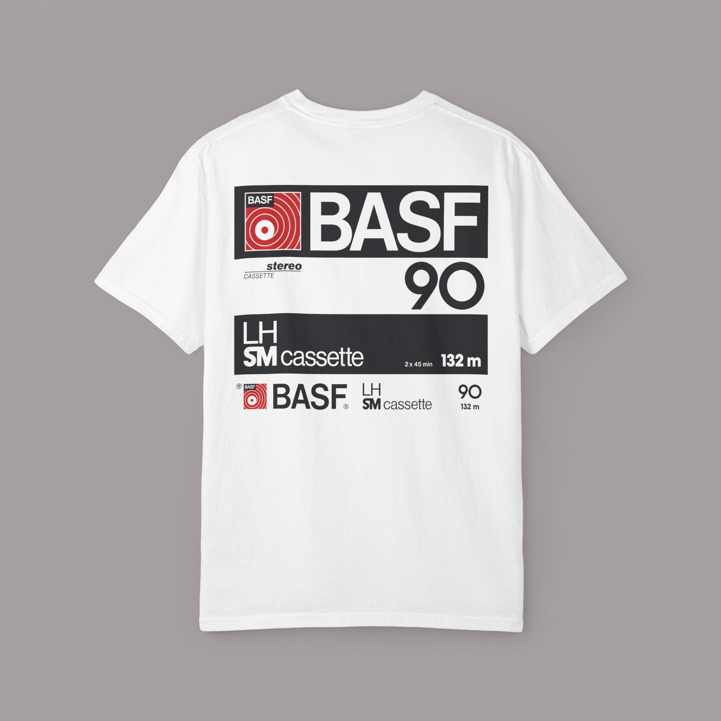 Vintage BASF 90 Retro Cassette Label Graphic Tee