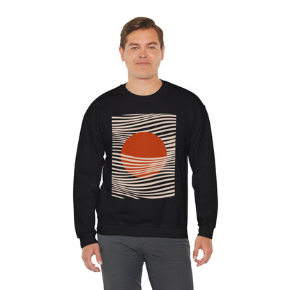 Minimalist Red Sun Wave Graphic Sweatshirt
