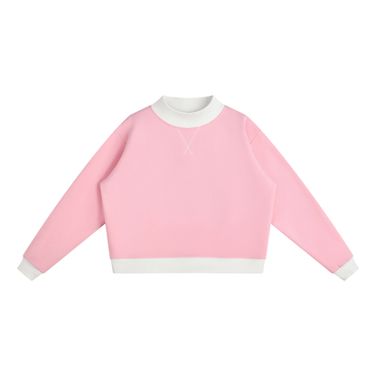 Women’s Two Tone Mock Neck Crewneck Sweatshirt