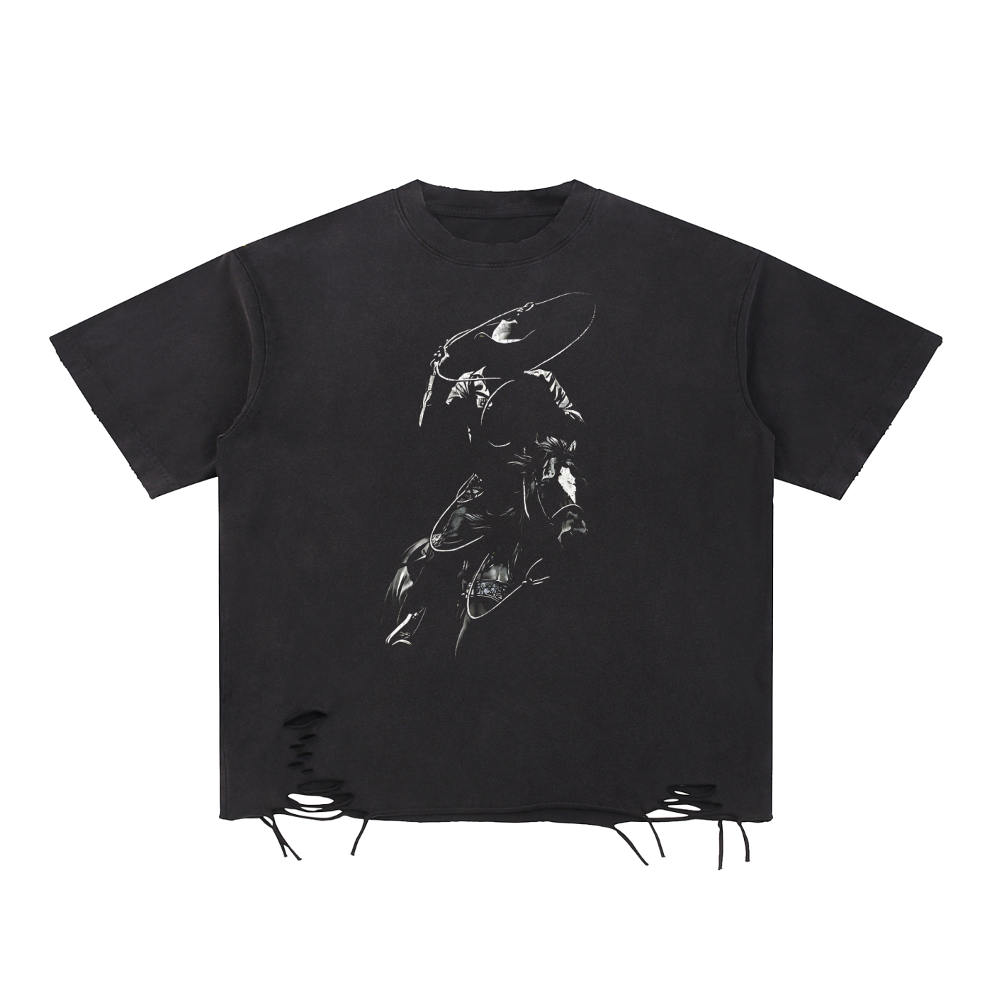 Snow Washed Raw-Hem Cowboy T-Shirt