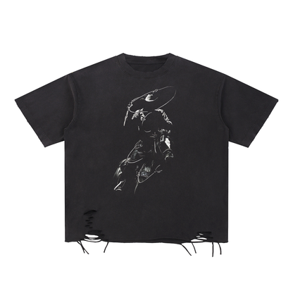 Snow Washed Raw-Hem Cowboy T-Shirt