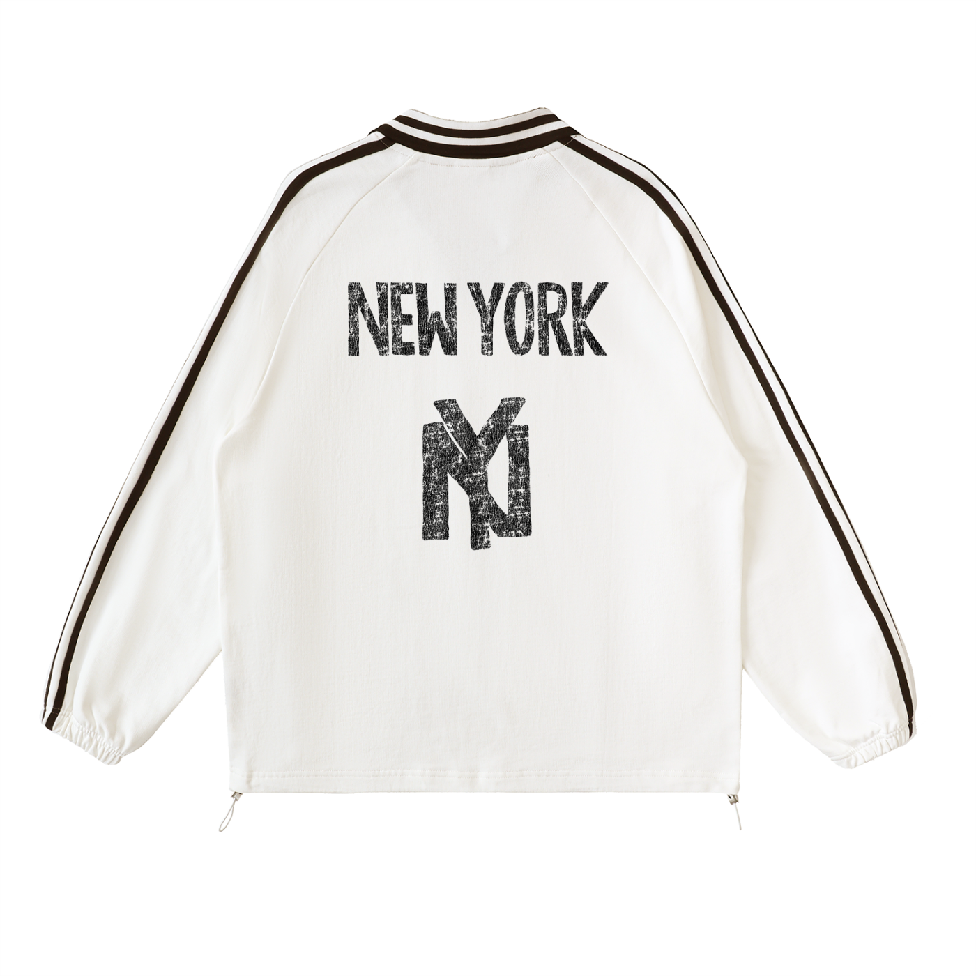 NY New York Unisex Striped Lapel Collar Sweatshirt - Killer Retro