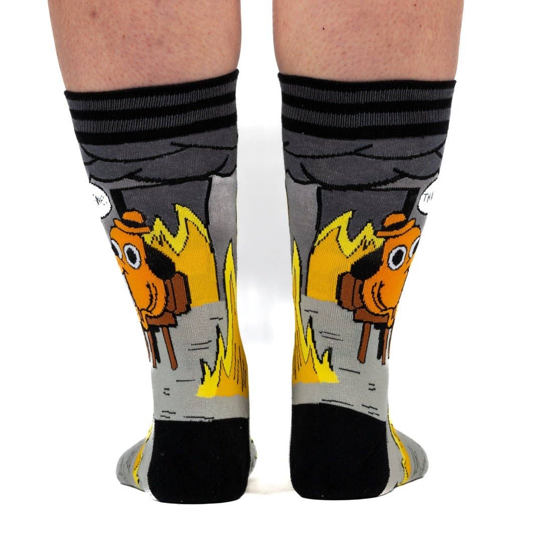 FootClothes LLC - This is Fine: Noir Edition Crew Socks