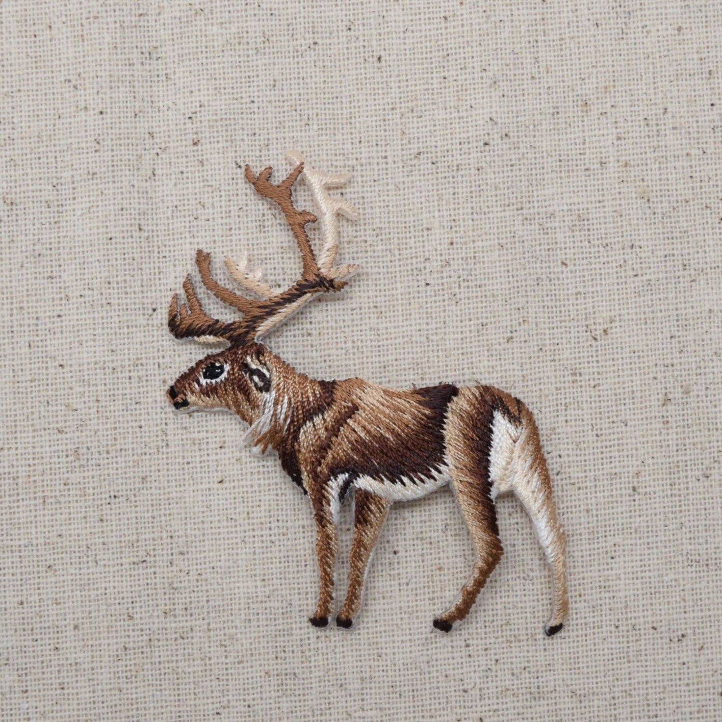 Wholesale Applique - Natural Elk - Caribou - Reindeer - Facing Left - Embroidered Patch - Iron on Applique - 28422A