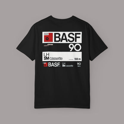 Vintage BASF 90 Retro Cassette Label Graphic Tee