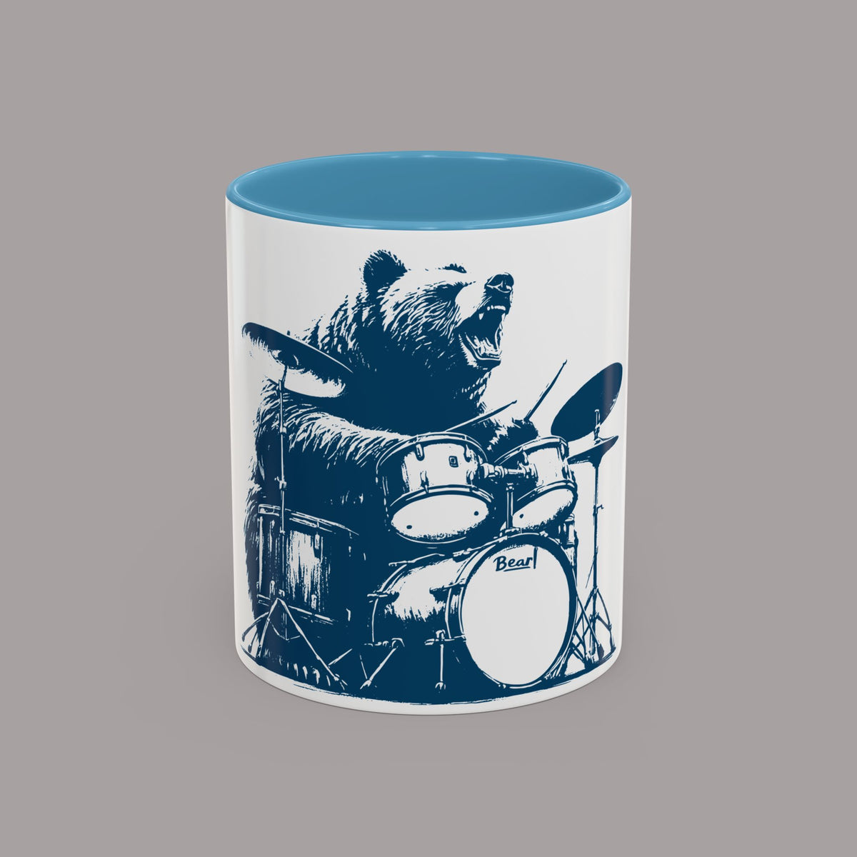 Drumming Bear Retro Coffee Mug