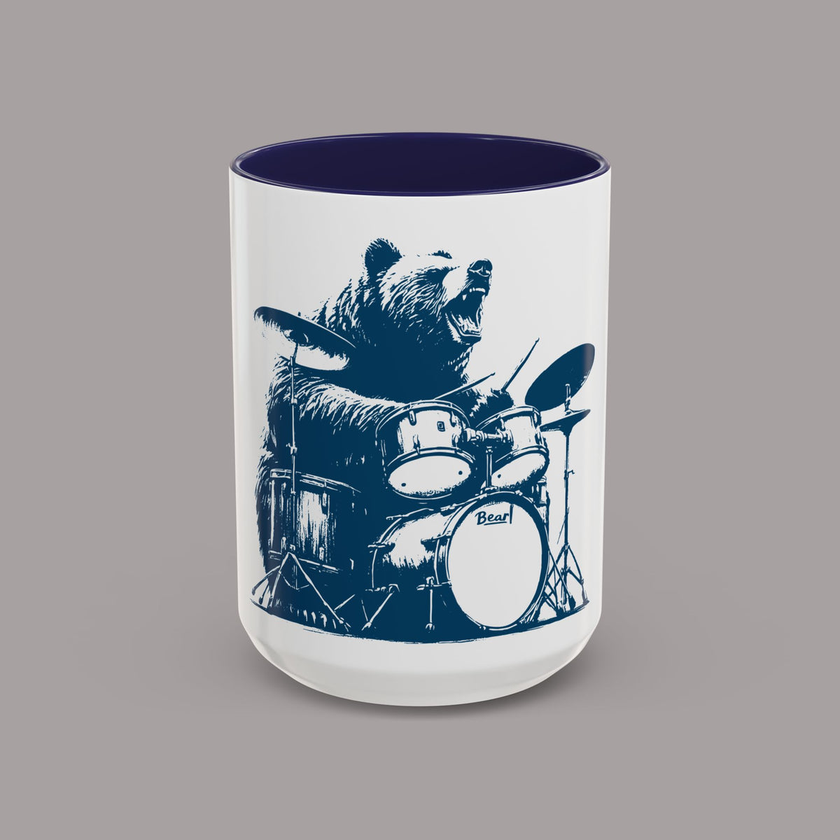Drumming Bear Retro Coffee Mug