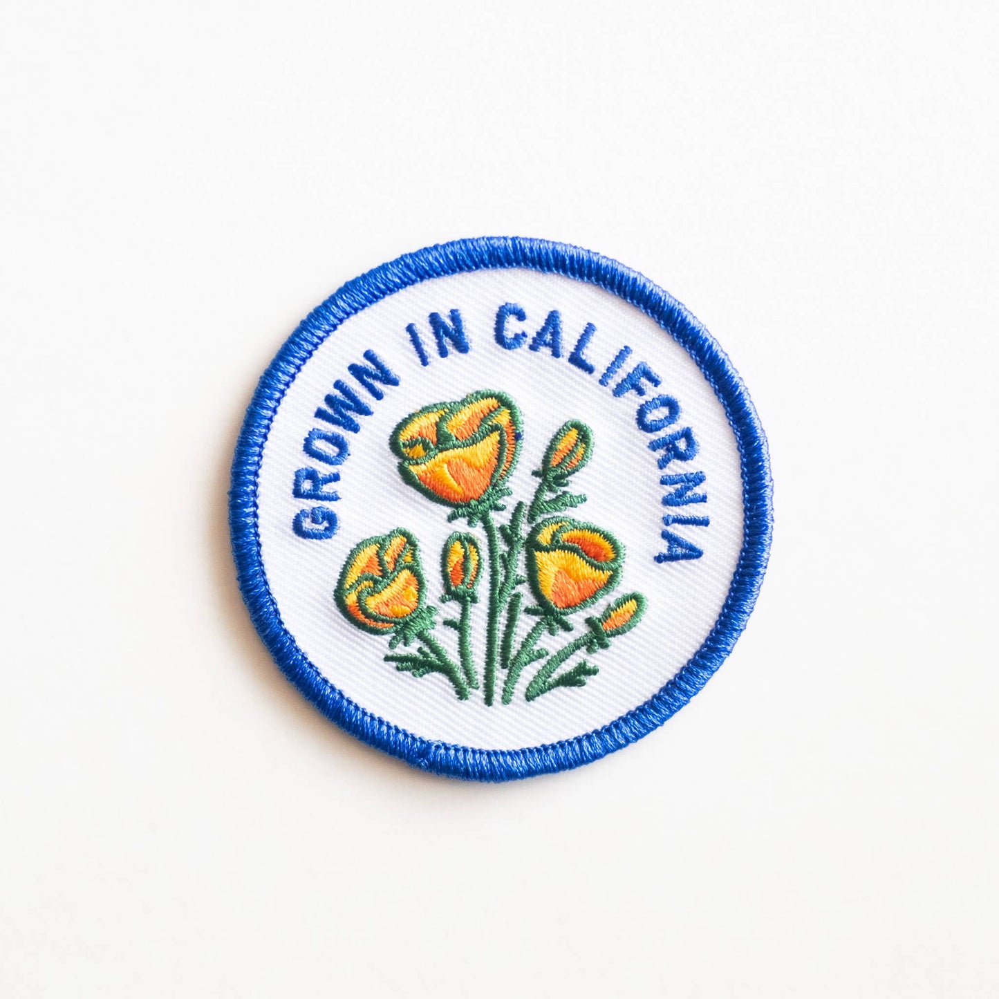 Union Made - Grown In California Embroidered Iron on Patch - Golden Poppy