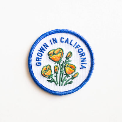 Union Made - Grown In California Embroidered Iron on Patch - Golden Poppy