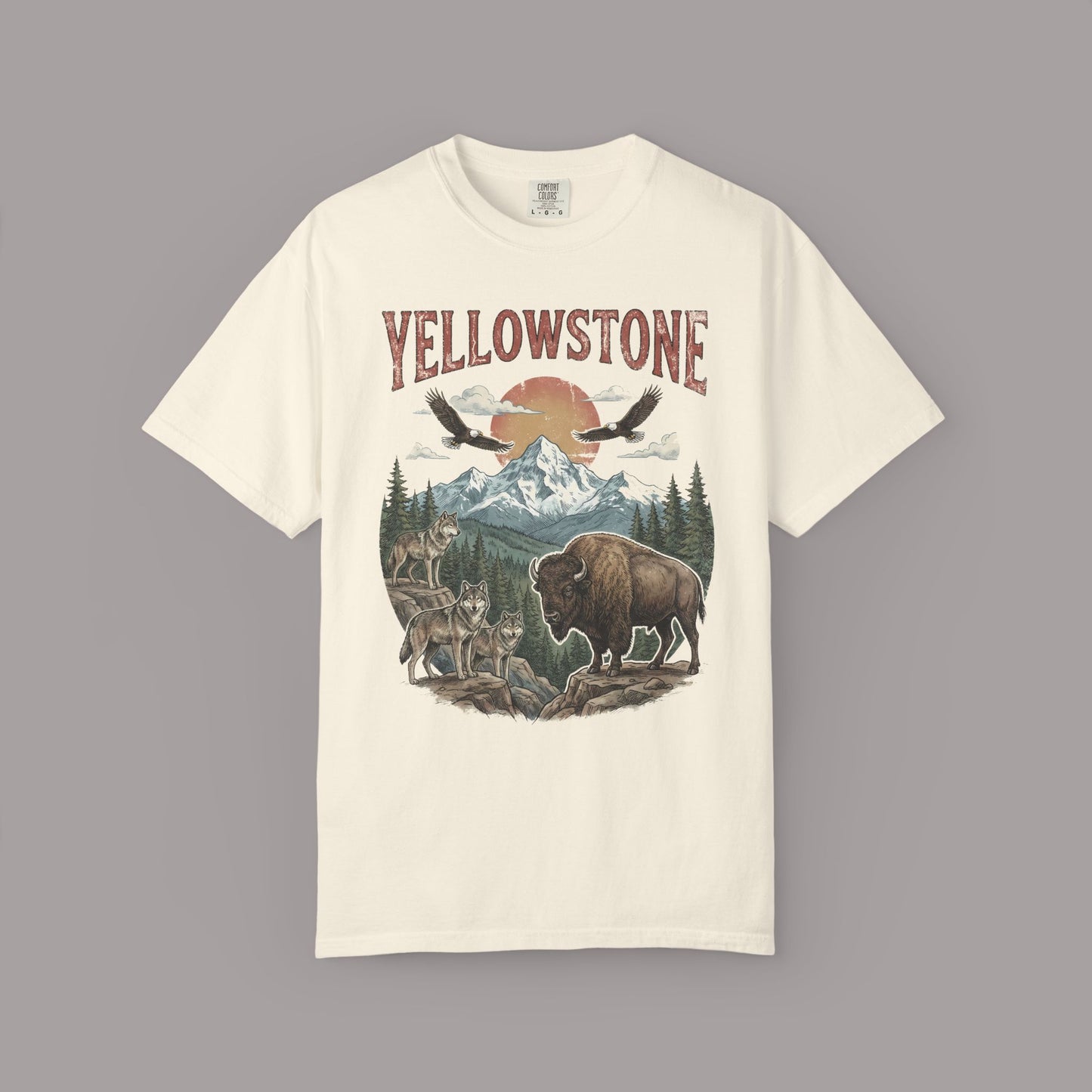 Yellowstone National Park T-Shirt — Vintage Wildlife Bear & Mountain Graphic