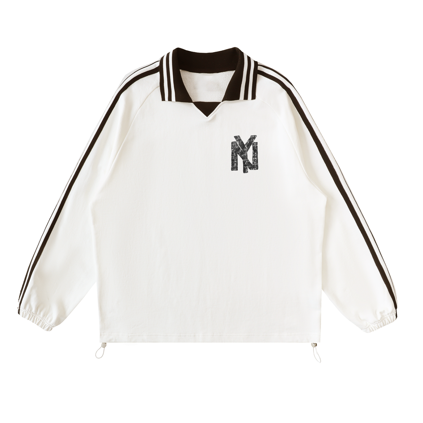 NY New York Unisex Striped Lapel Collar Sweatshirt - Killer Retro