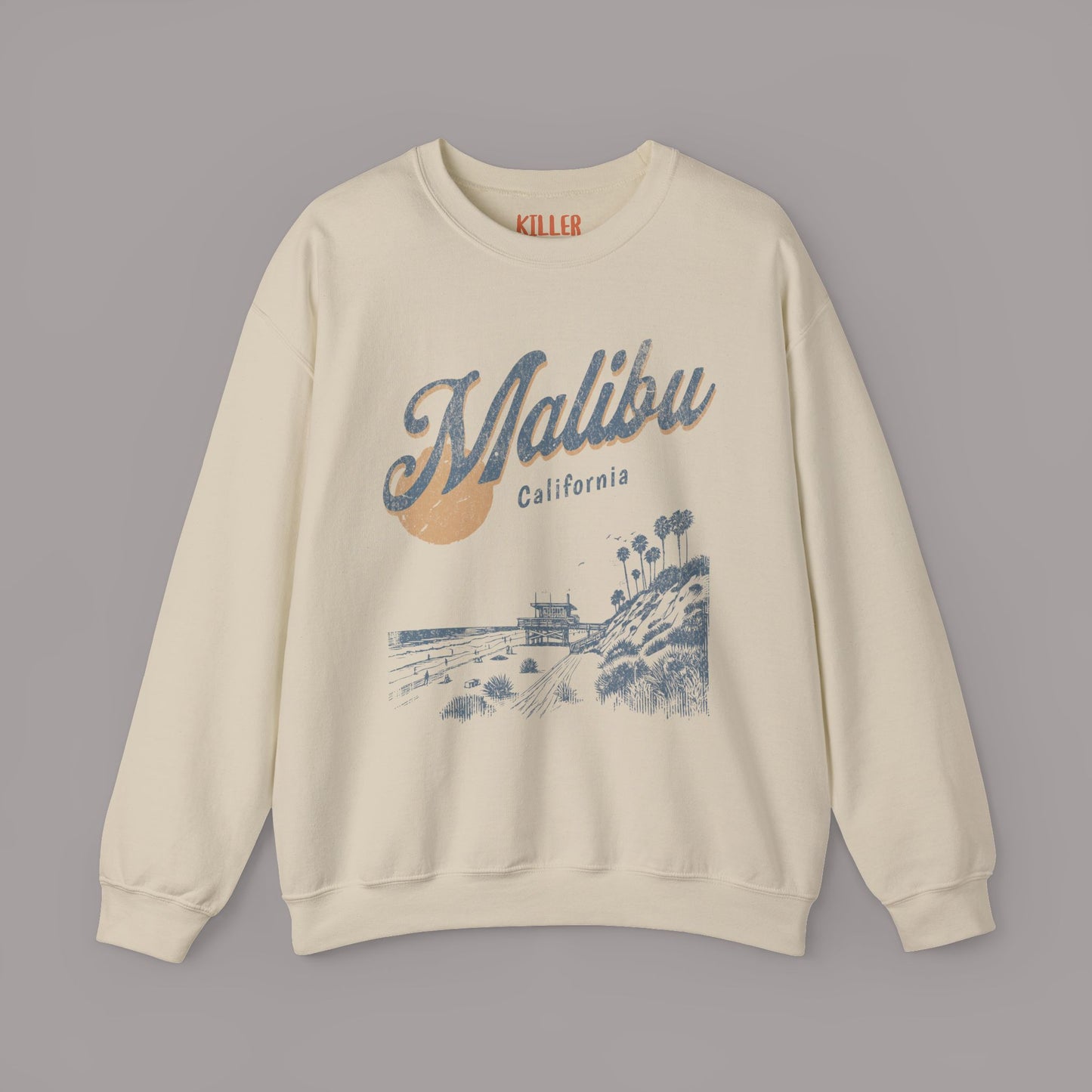 Malibu California Vintage Beach Sunset Graphic Sweatshirt