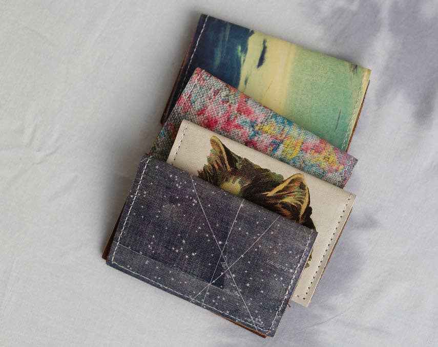 backerton - David Bowie - Leather Spectrum Vert Cardholder Wallet