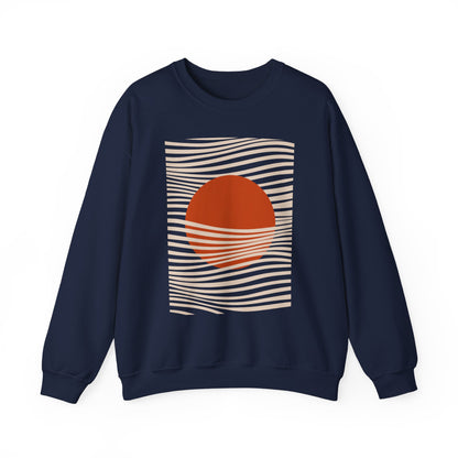 Minimalist Red Sun Wave Graphic Sweatshirt