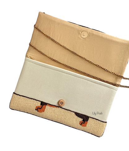 Lily Posh - Dachshund Clutch Crossbody Beaded Bag, Dog, Lily Posh