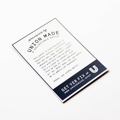 Union Made - Support Your Local Surf Shop Iron on Patch -  Black & White