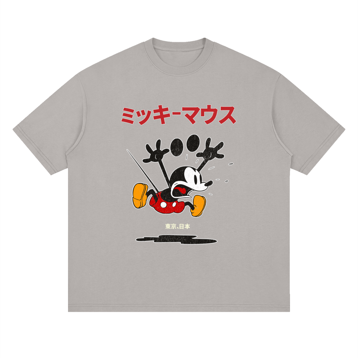 Retro Mickey Mouse Japanese Loose Drop Shoulder T-Shirt