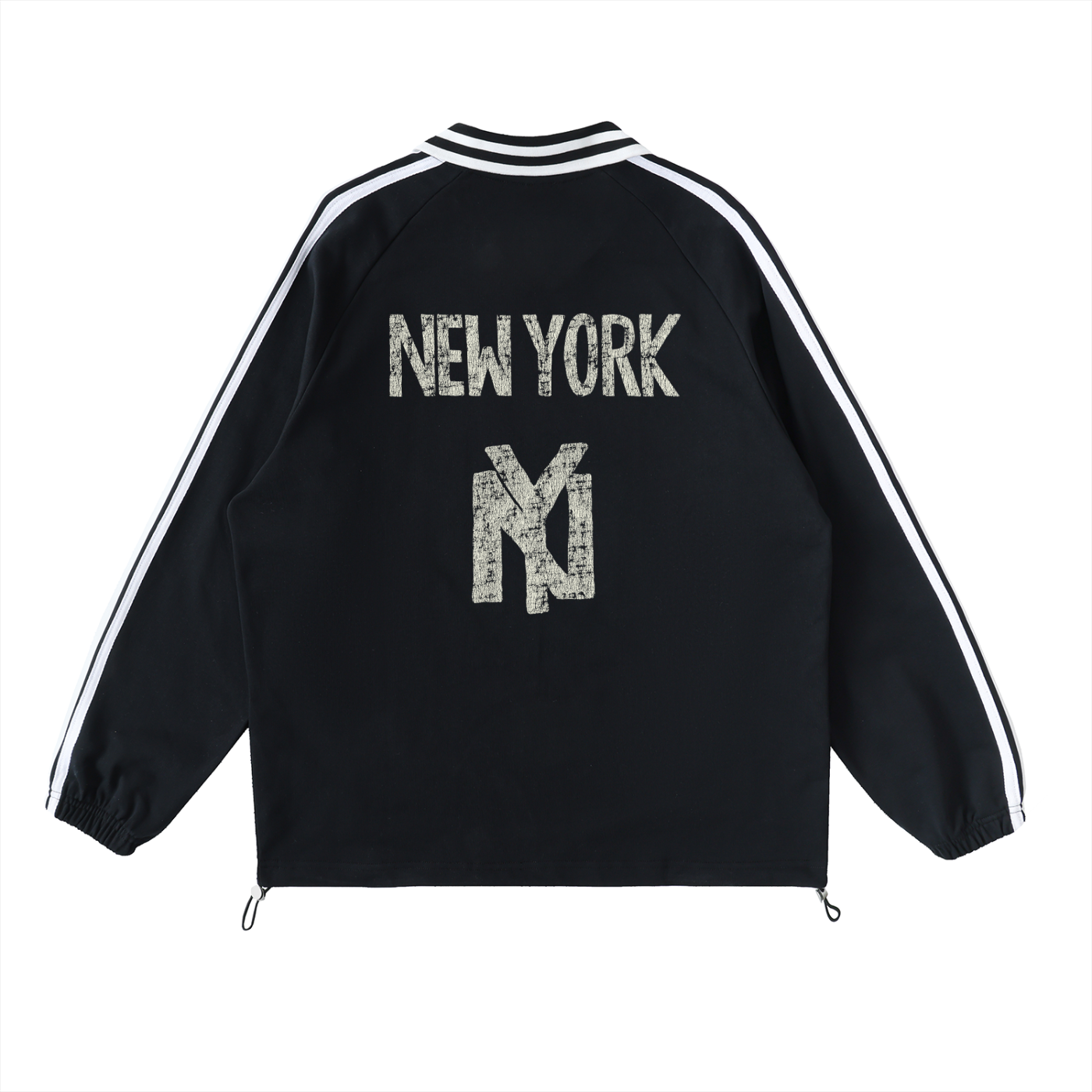 NY New York Unisex Striped Lapel Collar Sweatshirt - Killer Retro