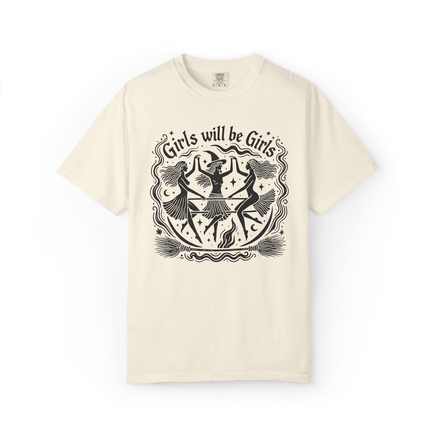 Girls Will Be Girls Vintage Witch Tee, Feminist Gift, Girls Night Out Shirt,Comfort Colors