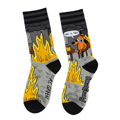 FootClothes LLC - This is Fine: Noir Edition Crew Socks