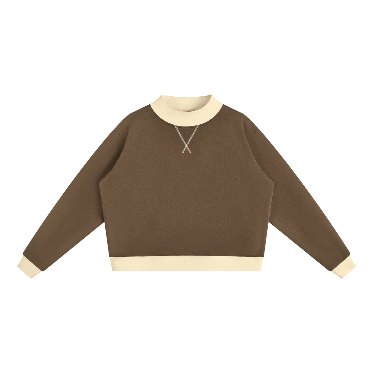 Women’s Two Tone Mock Neck Crewneck Sweatshirt