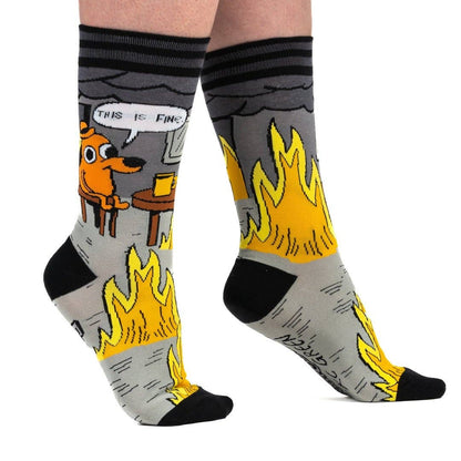 FootClothes LLC - This is Fine: Noir Edition Crew Socks