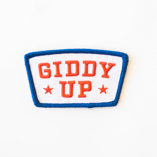 Union Made - Giddy Up Embroidered Iron on Patch - Red, White and Blue