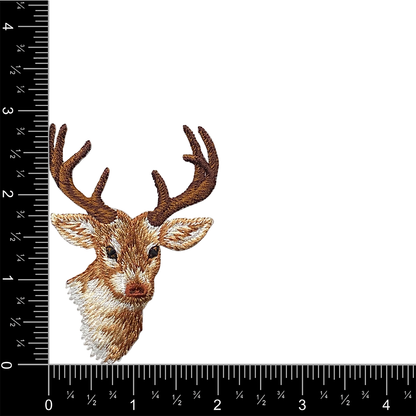 Wholesale Applique - Natural Deer Head, White Tail Buck Embroidered Iron on Patch
